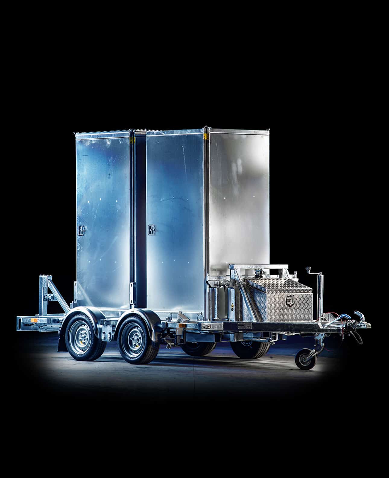 Mobile security mast double trailer